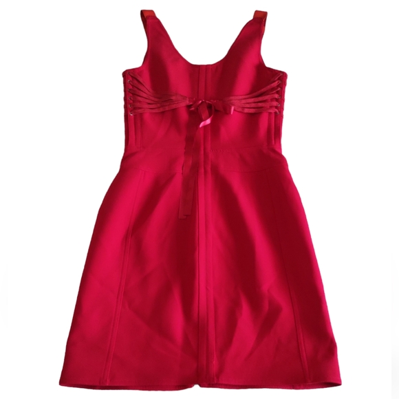 Moschino Size 4 Sleeveless Lace Up Front Zip Red Dress - Picture 2 of 13